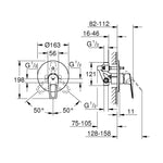 Grohe BauLoop Ankastre Banyo Bataryası - Teknik Çizim