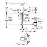 Grohe Eurocube Sifon Kumandalı Lavabo Bataryası - Teknik Çizim