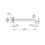 Grohe Rainshower Duş Başlığı Kolu, 422 mm - Teknik Çizim
