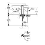 Grohe Essence New Lavabo Bataryası - Teknik Çizim