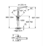 Grohe Allure Brilliant Private Collection Yerden Küvet Bataryası - Teknik Çizim