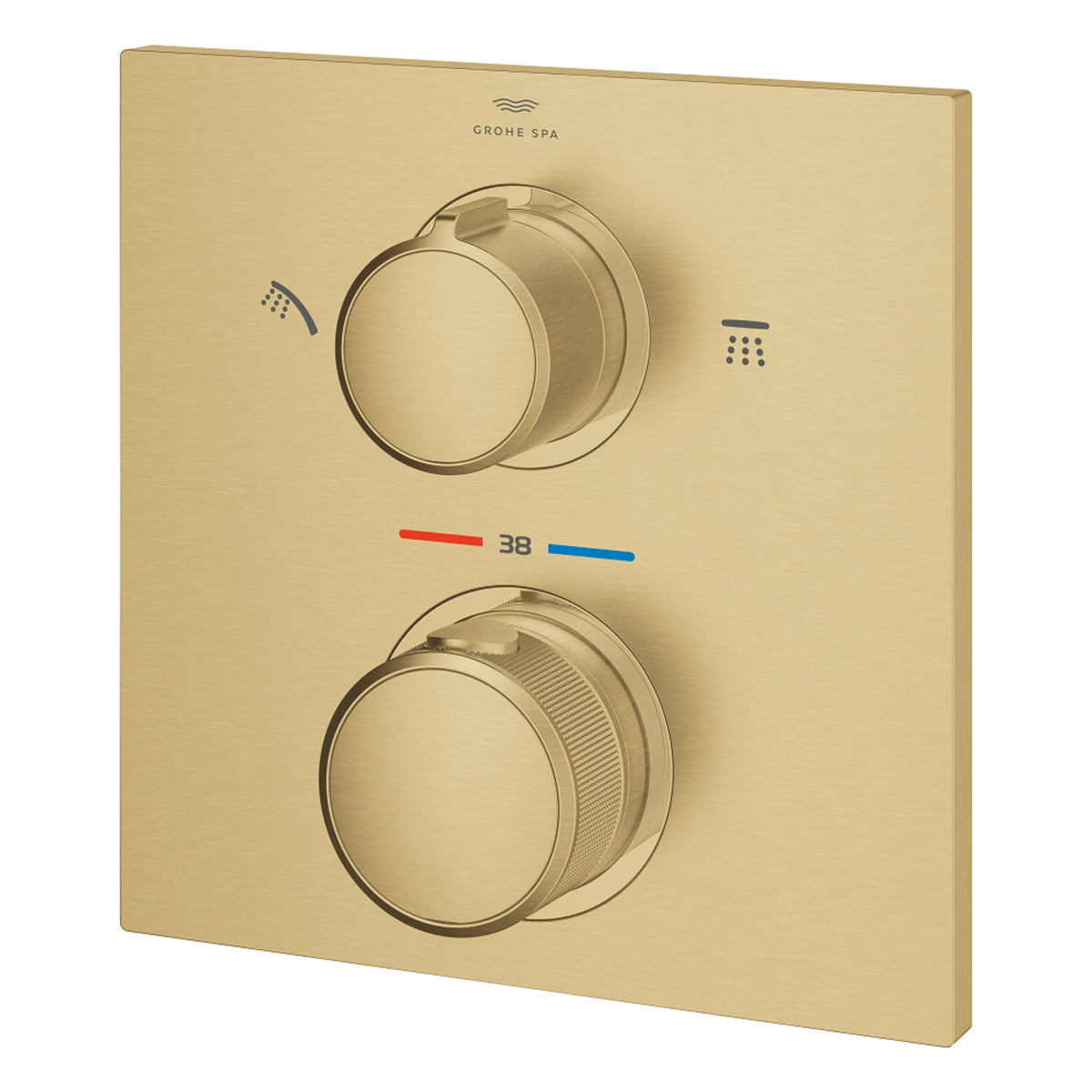 Grohe Allure Termostatik Ankastre Banyo ve Duş Bataryası (Sıva Üstü Grubu), 2 Yollu, Fırçalı Altın - Ürün Görseli