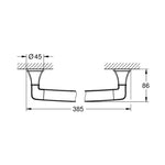 Grohe Grandera Havluluk 385 mm, Krom-Altın - Teknik Çizim