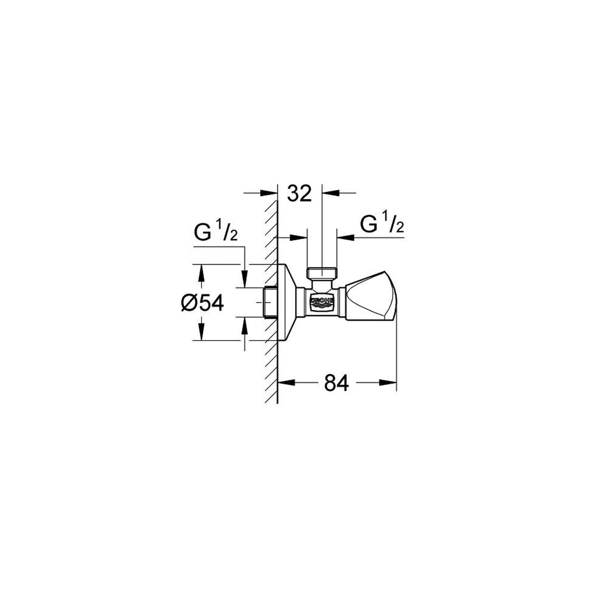 Grohe Ara Musluk 1/2" - Teknik Çizim