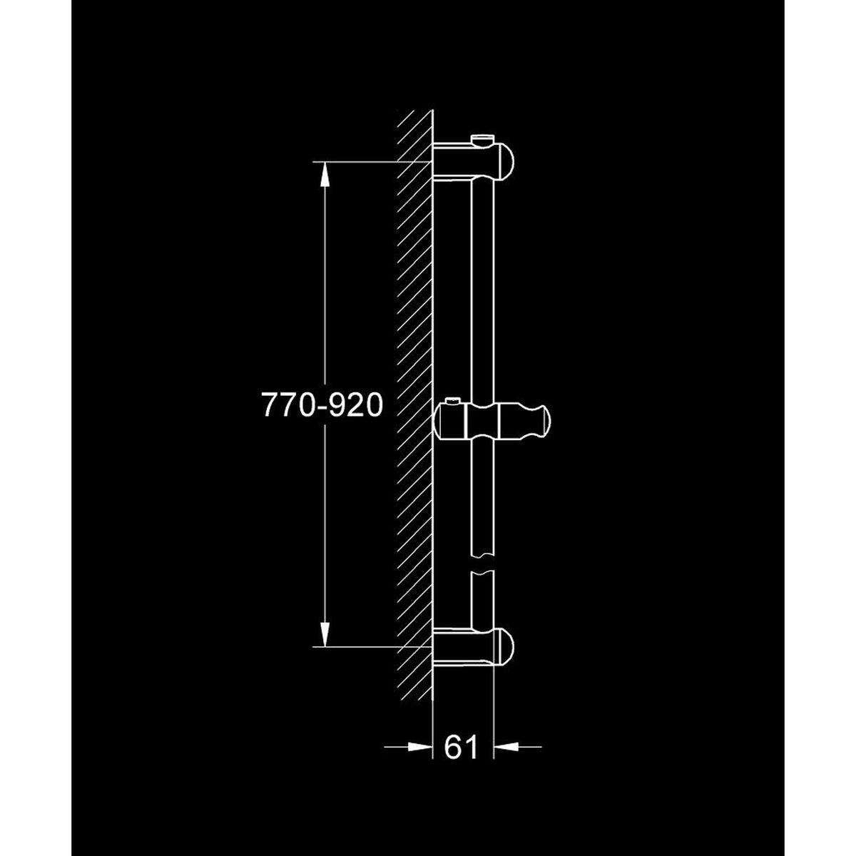 Grohe Euphoria Duş Sürgüsü, 90 cm - Teknik Çizim