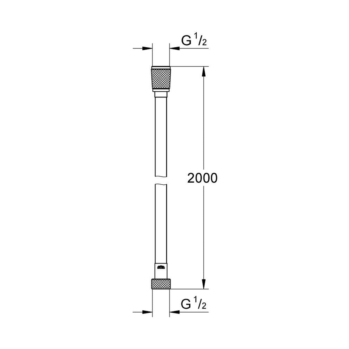 Grohe Silverflex Duş Hortumu, 200 cm - Teknik Çizim