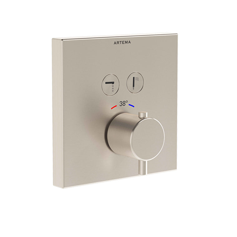 Artema AquaHeat Termostatik Ankastre Banyo Bataryası (Sıva Üstü Grubu), Fırçalı Nikel – A4274634
