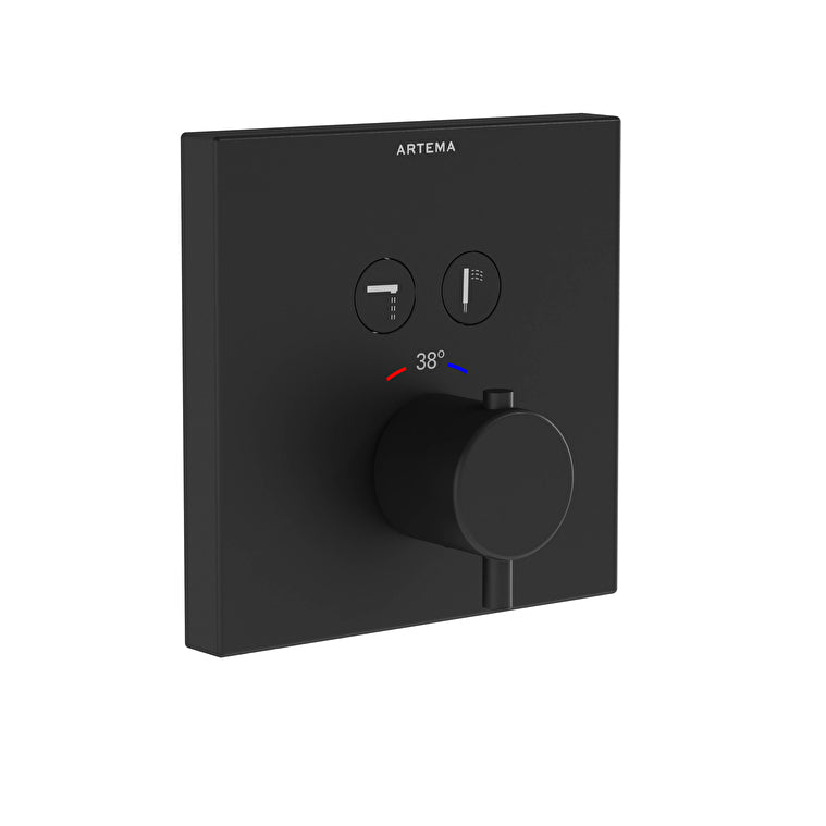 Artema AquaHeat Termostatik Ankastre Banyo Bataryası (Sıva Üstü Grubu), Mat Siyah – A4274636