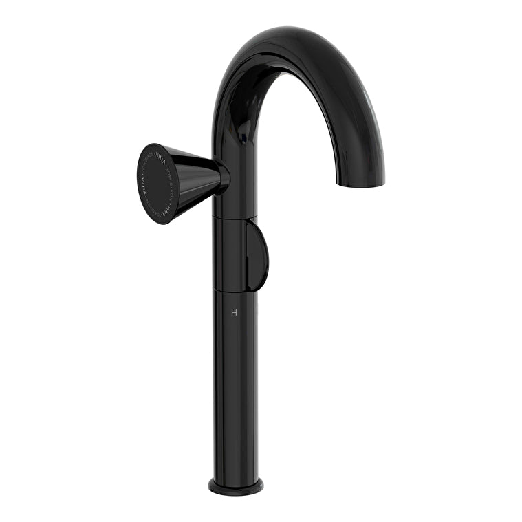 VitrA Liquid Tezgah Üstü Sol El Lavabo Bataryası, Parlak Siyah – A4279439