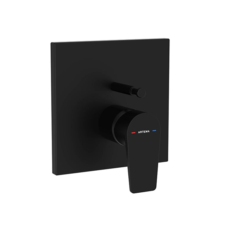 Artema Flow Square Ankastre Banyo Bataryası (V-Box Sıva Üstü Grubu), Mat Siyah – A4323836