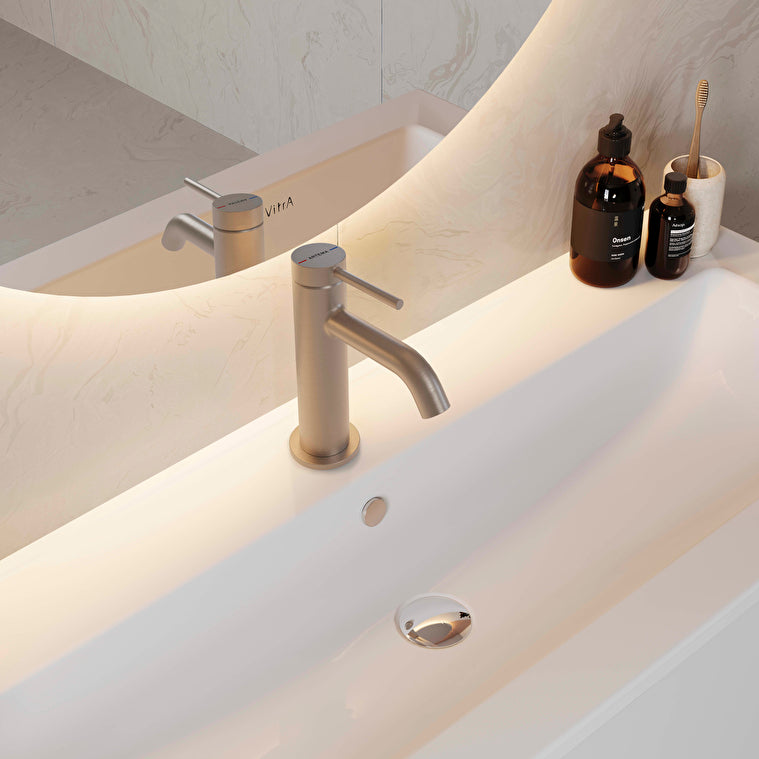 Artema Minimax Round Lavabo Bataryası, Fırçalı Nikel – A4353034