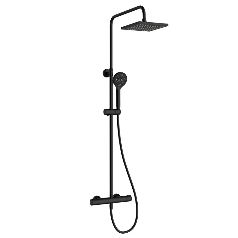 Artema AquaHeat Joy Square 200 Duş Kolonu ve Termostatik Duş Bataryası Sistemi, Mat Siyah – A4729636