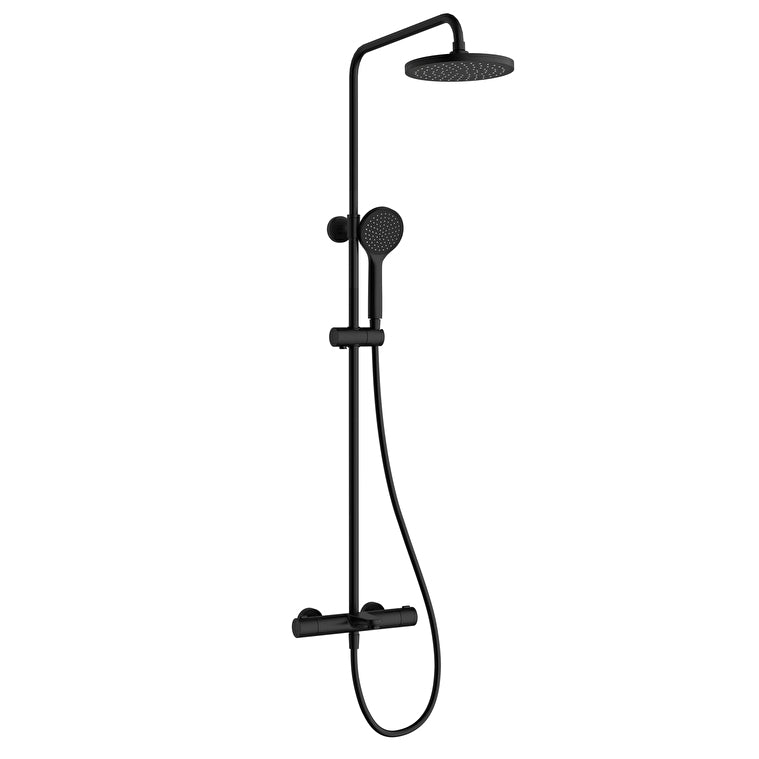 Artema AquaHeat Joy Round 200 Duş Kolonu ve Termostatik Banyo Bataryası Sistemi, Mat Siyah – A4729736