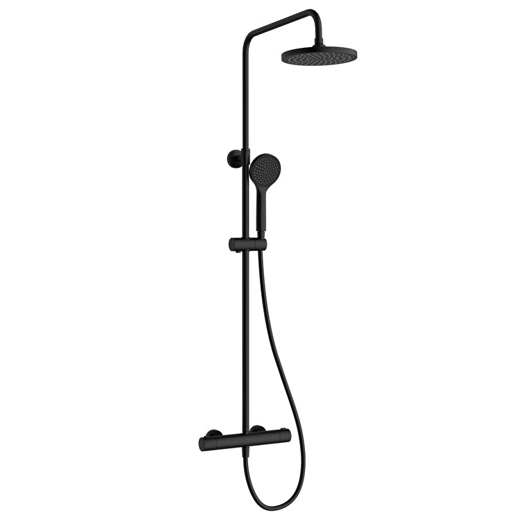 Artema AquaHeat Joy Round 200 Duş Kolonu ve Termostatik Duş Bataryası Sistemi, Mat Siyah – A4729836