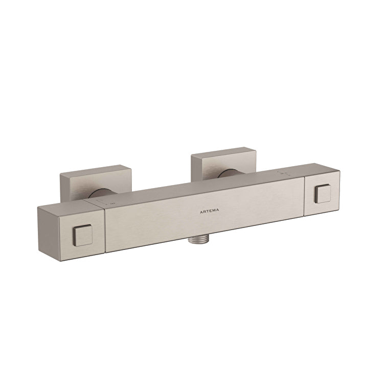 Artema Base Square Termostatik Duş Bataryası, Fırçalı Nikel – A4730134
