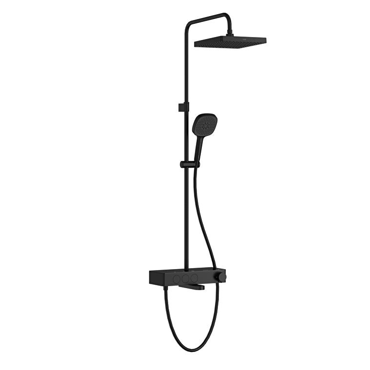 Artema Core Square 250 Duş Kolonu ve Termostatik Banyo Bataryası Sistemi, Mat Siyah – A4731036