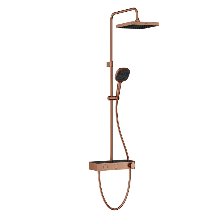 Artema Core Square 250 Duş Kolonu ve Termostatik Duş Bataryası Sistemi, Fırçalı Bakır – A4731224