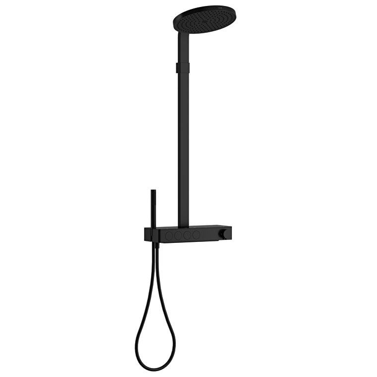 VitrA Prime Round 300 Duş Kolonu ve Termostatik Banyo Bataryası Sistemi, Mat Siyah – A4731336
